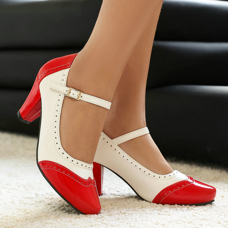 Women'S Xti Shoes - Mary Jane Schuhe Damen Lackleder Blockabsatz