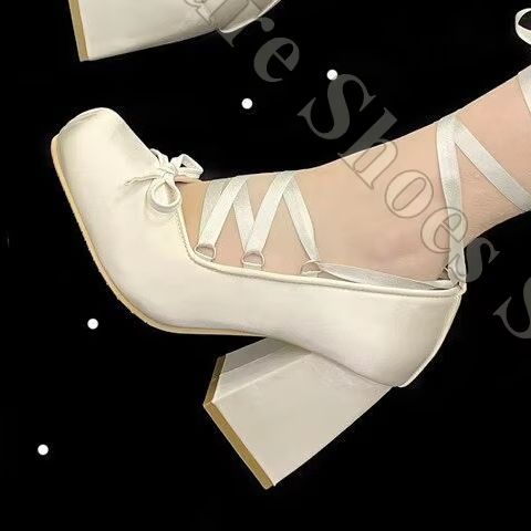 Ribbon Tie Heel - Damen-Ballerinas im Y2K-Stil mit Satinband zum