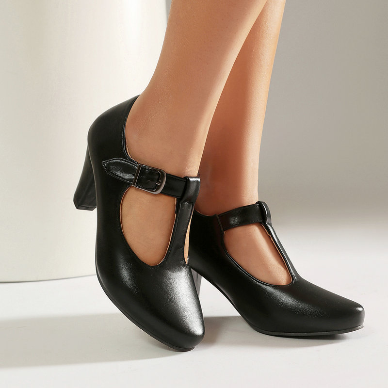 Women'S Xti Shoes - Damen T-Strap Mary Jane Schuhe Blockabsatz