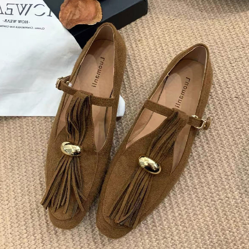 Women Shoes Types - Faux Wildleder T-Typ Wohnungen Frauen Mode