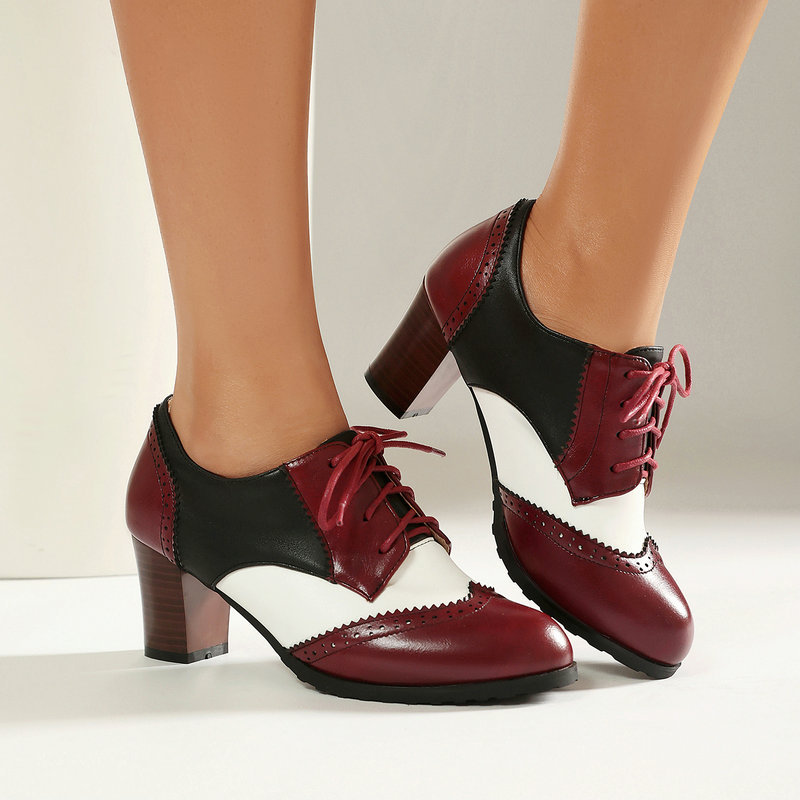Women'S Xti Shoes - Vintage Zweifarbige Brogue Oxford Schuhe Damen