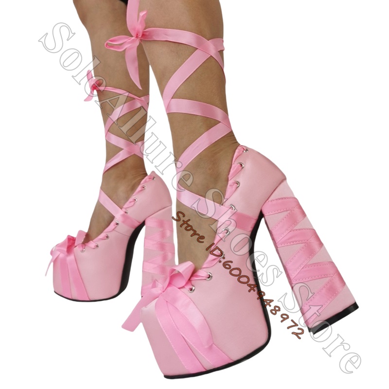 Satinband-Plateau-Blockabsatzs – Ribbon Tie Heel Bewertung und Preis