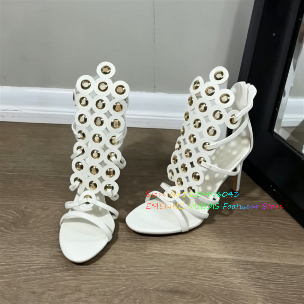 Goldene Metallkreis-Dekor High – Women'S Shoes Trendy Bewertung und Preis
