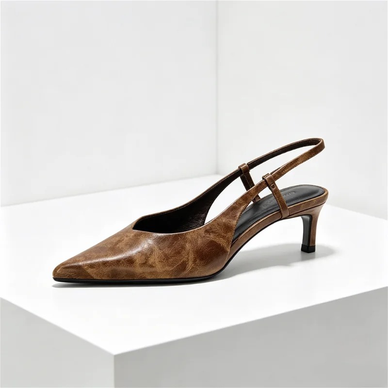 Retro Braun Kitten Heel Design – Women Shoes Brown Colour Bewertung und Preis